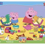 Puzzle cu rama - La joaca cu Peppa Pig (12 piese)